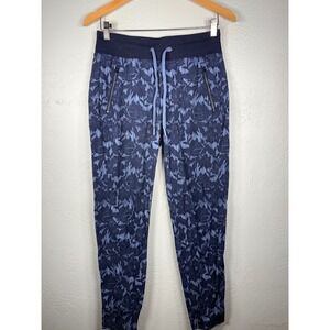 Athleta Trekkie North Jogger Pants Blue Floral Jacquard Hiking Tapered Size 4